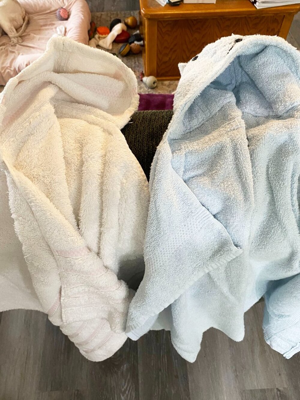 Two Toddler Hooded Bath Towels - Kids Bath Wraps